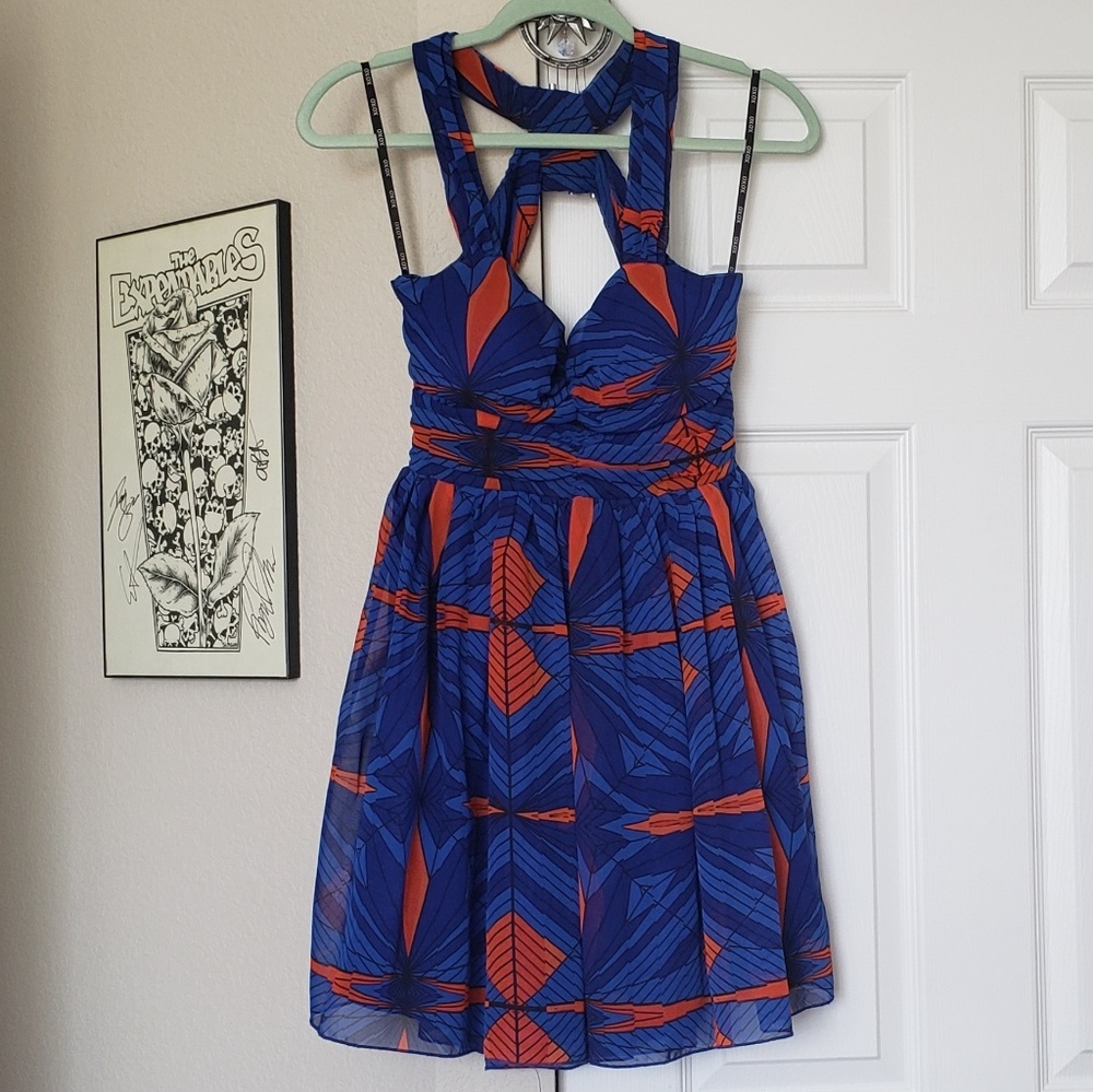 Blue and Orange XOXO Party Dress